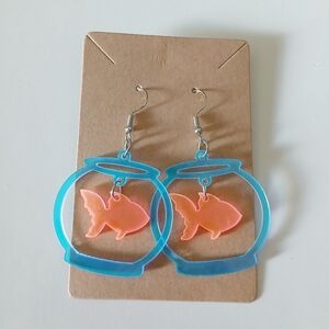 Fashion Jewelry Blue and Orange Fish Earrings